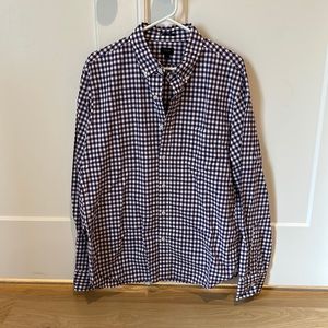 Purple/white check J. Crew size large. Slim fit